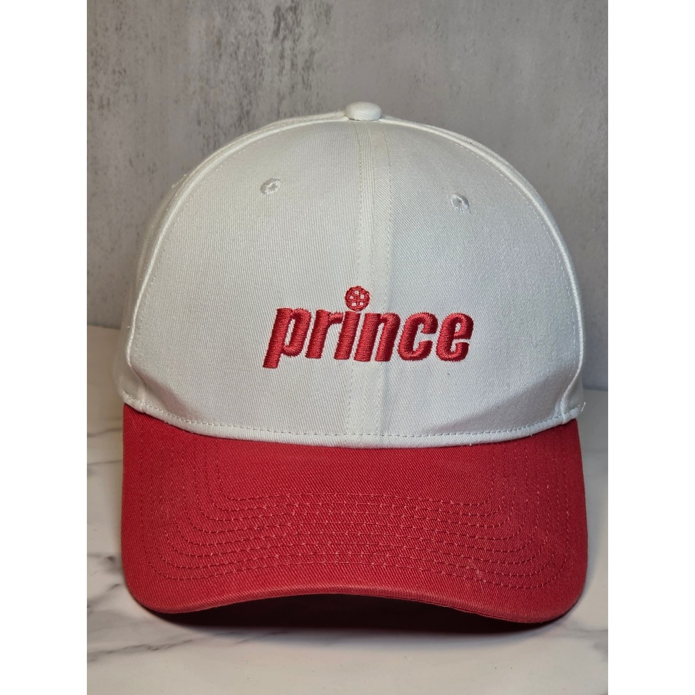 Prince Pickleball Mens Hat White‎ Red Embroidered Logo Adjustable Cotton Cap